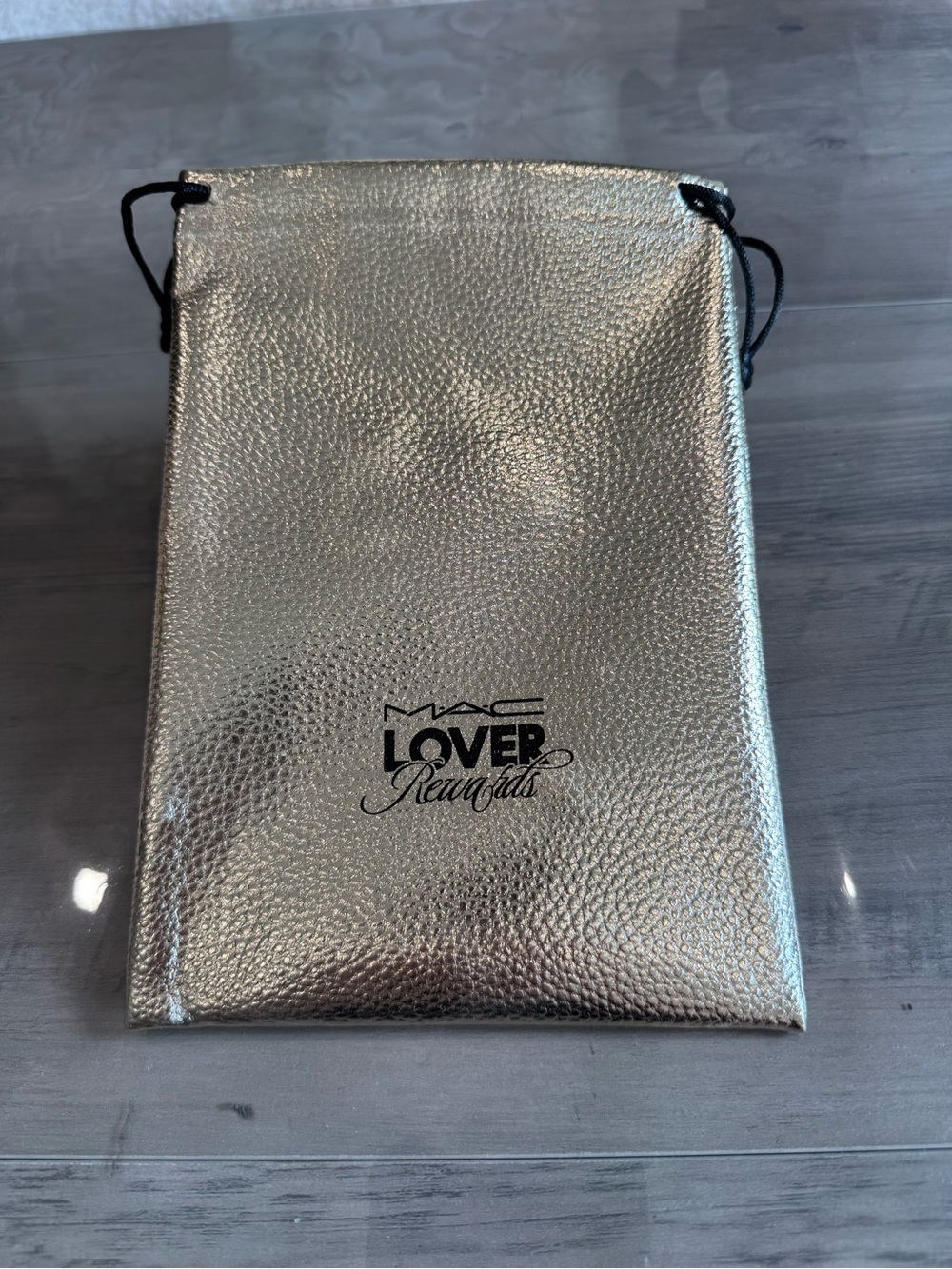 MAC Cosmetics Metallic Silver Drawstring Makeup Pouch
